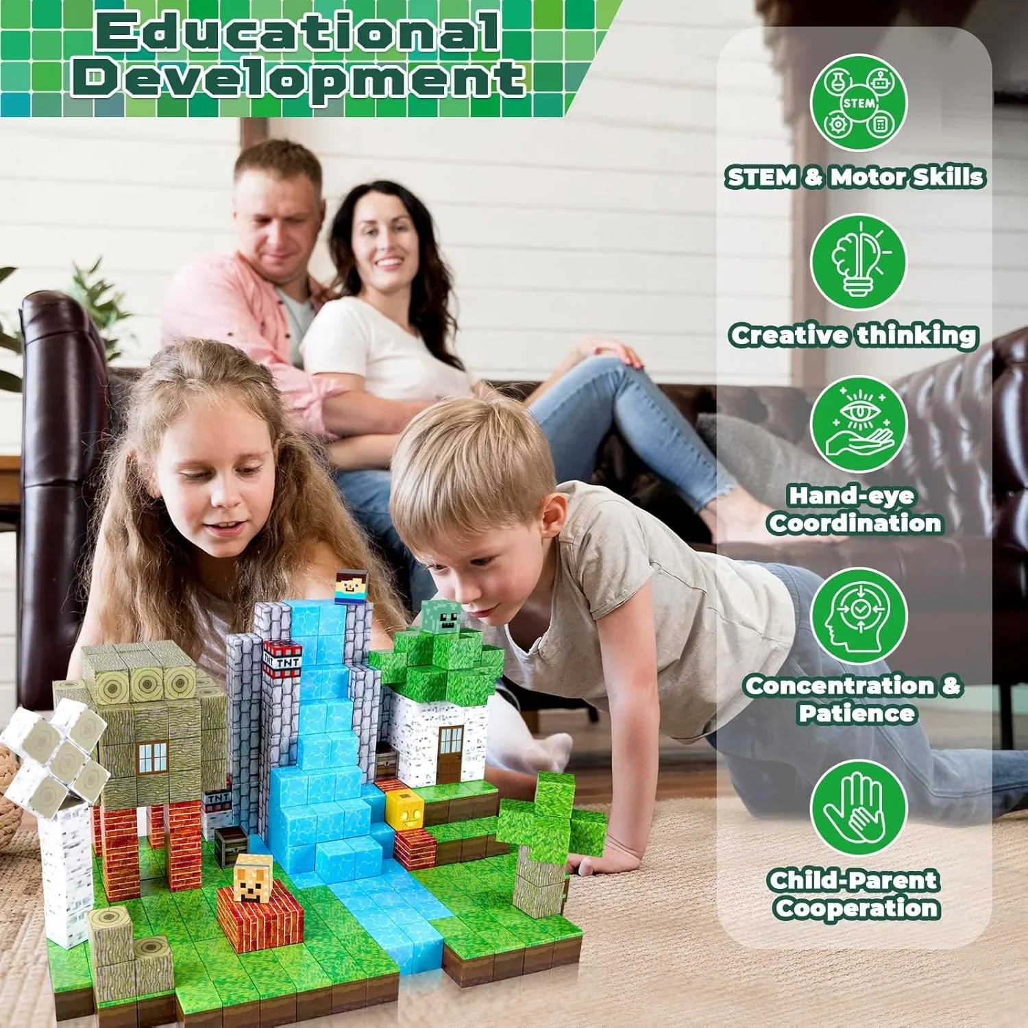 MAGNECRAFT Magnetic Blocks FOREST LIFE – 100 kom građevne magnetne kocke STEM za djecu 3+